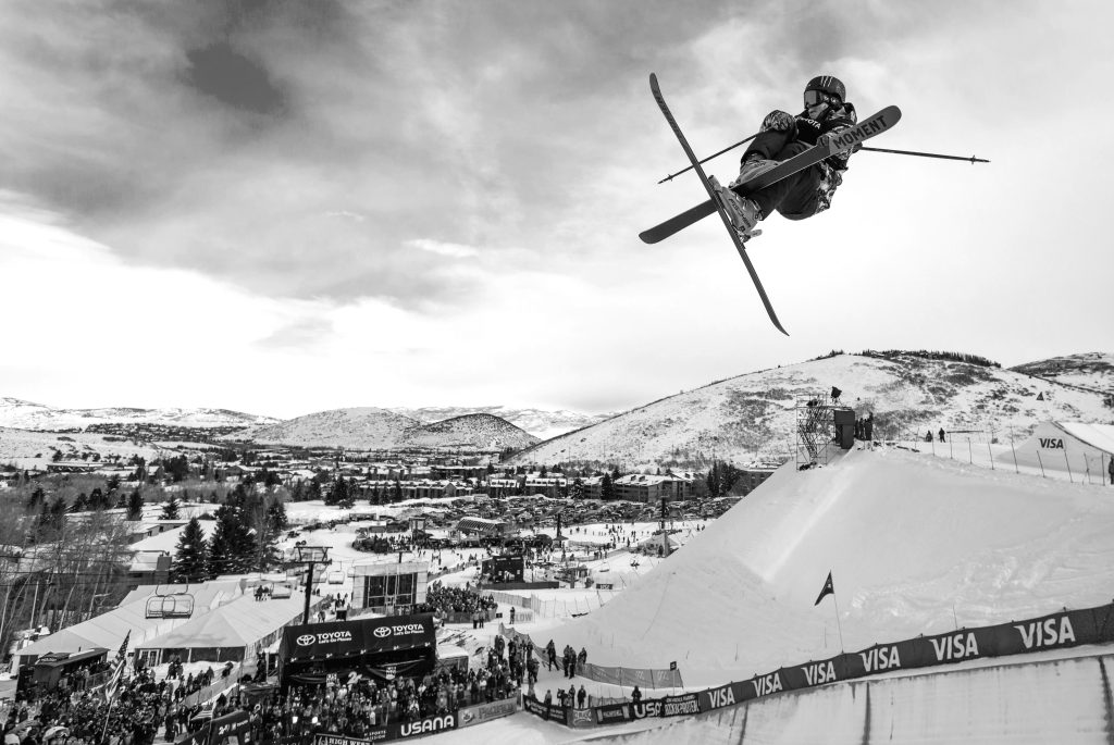 People watching ski competition