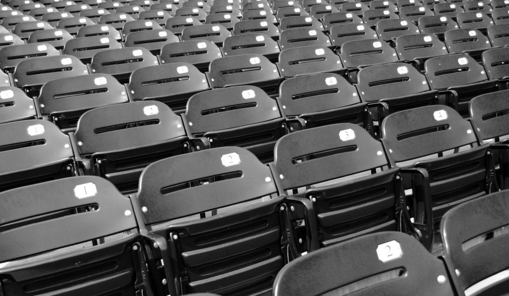 stadium seats. Empty Plastic Chairs at the Stadium